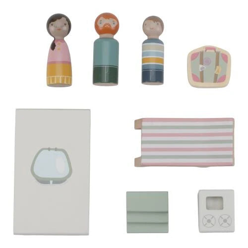 Giocattolo in legno Little Dutch - Macchina con roulotte e personaggi