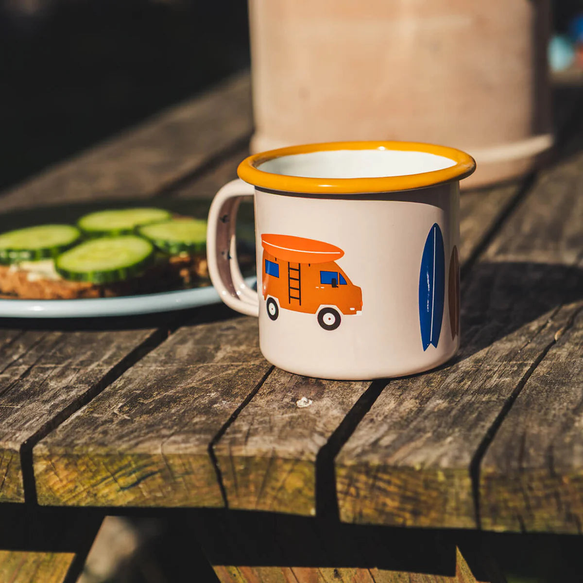 Tazza da caffè smaltata "Offroad Camping" - Roadtyping